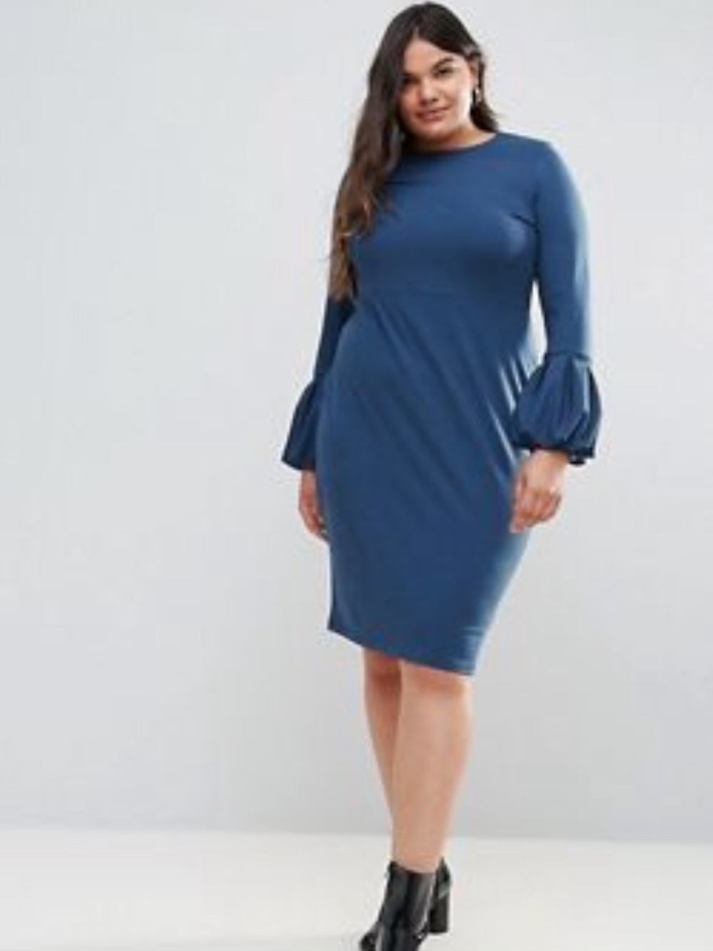 ASOS Curve Bodycon Midi dress With Puff Sleeve